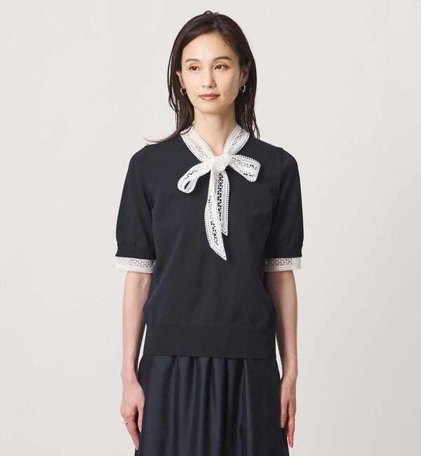 UNITED ARROWS「4WAY ボウタイレース ショートスリーブ ニット」|ニット・セーター|