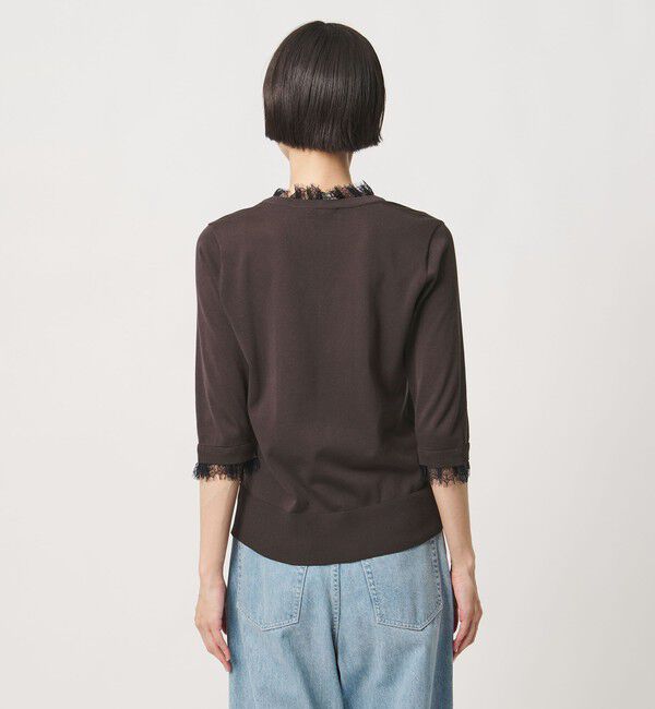 UNITED ARROWS「レースコンビ Vネックニット ‐ウォッシャブル‐」|ニット・セーター|