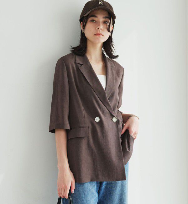 UNITED ARROWS green label relaxing「【結論シリーズ】シアーエアミドルスリーブジャケット マシンウォッシャブル 接触冷感 通気性」|テーラードジャケット|