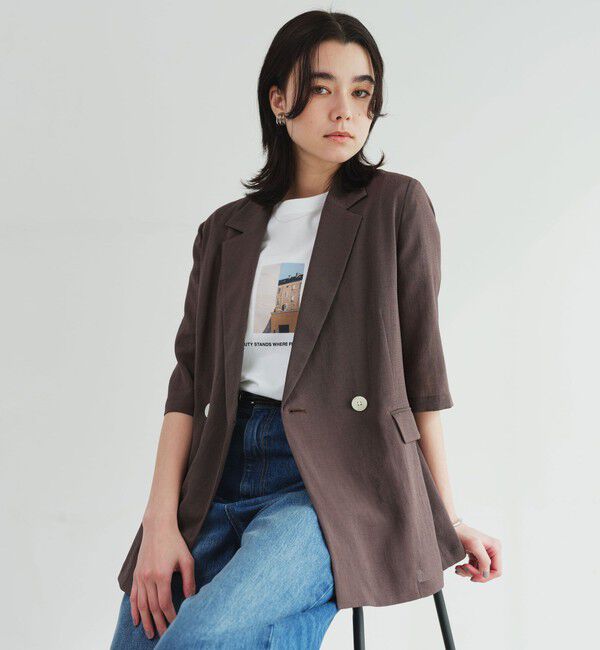 UNITED ARROWS green label relaxing「【結論シリーズ】シアーエアミドルスリーブジャケット マシンウォッシャブル 接触冷感 通気性」|テーラードジャケット|
