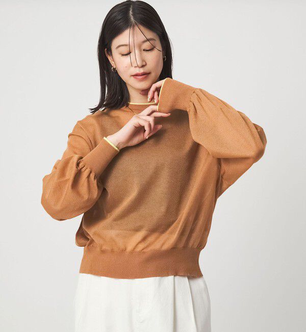 UNITED ARROWS green label relaxing「【WEB限定】＜at ease＞バイカラー シアー ニット プルオーバー」|ニット・セーター|