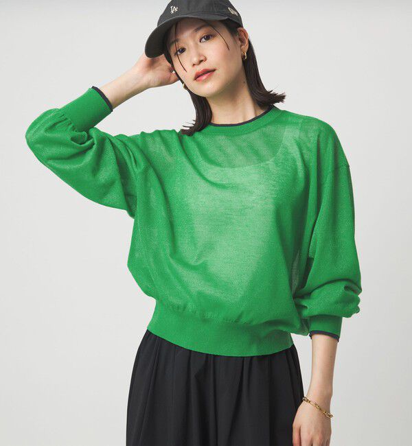 UNITED ARROWS green label relaxing「【WEB限定】＜at ease＞バイカラー シアー ニット プルオーバー」|ニット・セーター|