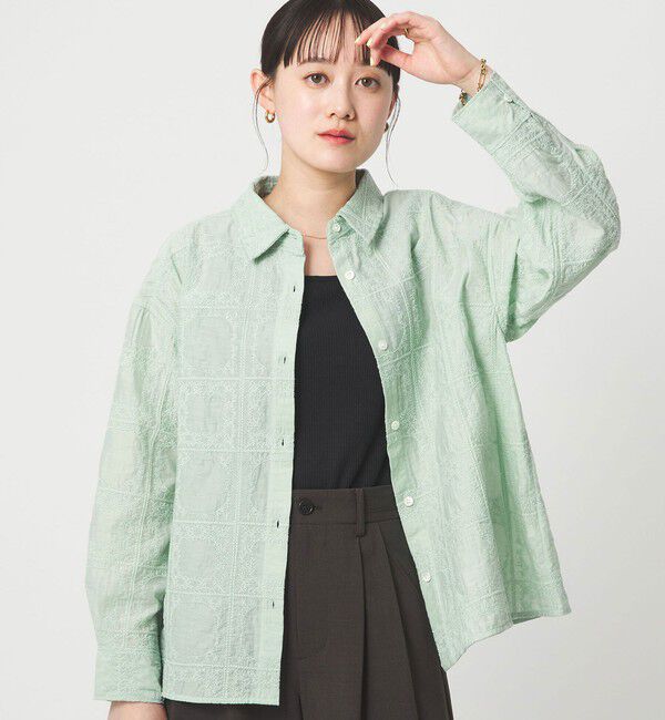 UNITED ARROWS green label relaxing「シアー クロス ステッチ シャツ」|シャツ・ブラウス|LIME