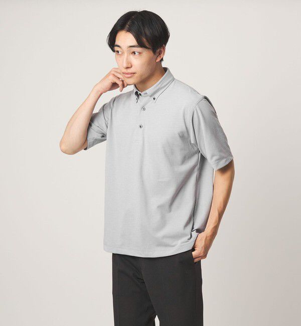 UNITED ARROWS green label relaxing「プライムフレックス ドット メッシュ ボタンダウン ビズポロ ポロシャツ -ストレッチ・吸水速乾・通気性-」|ポロシャツ|LT.GRAY