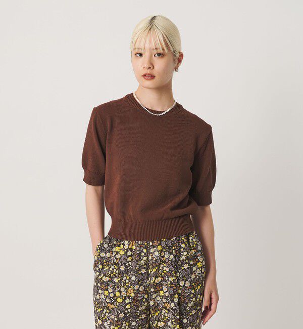 BEAUTY&YOUTH UNITED ARROWS「コイルニット ショートスリーブ プルオーバー ウォッシャブル」|ニット・セーター|DK.BROWN
