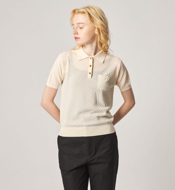STEVEN ALAN「＜Steven Alan＞スクエア ジャガード ポロニット」|ニット・セーター|OFF WHITE