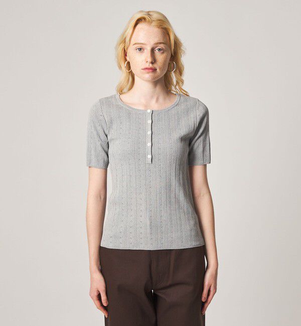 STEVEN ALAN「＜Steven Alan＞アイレット リブ ヘンリーネック プルオーバー」|ニット・セーター|