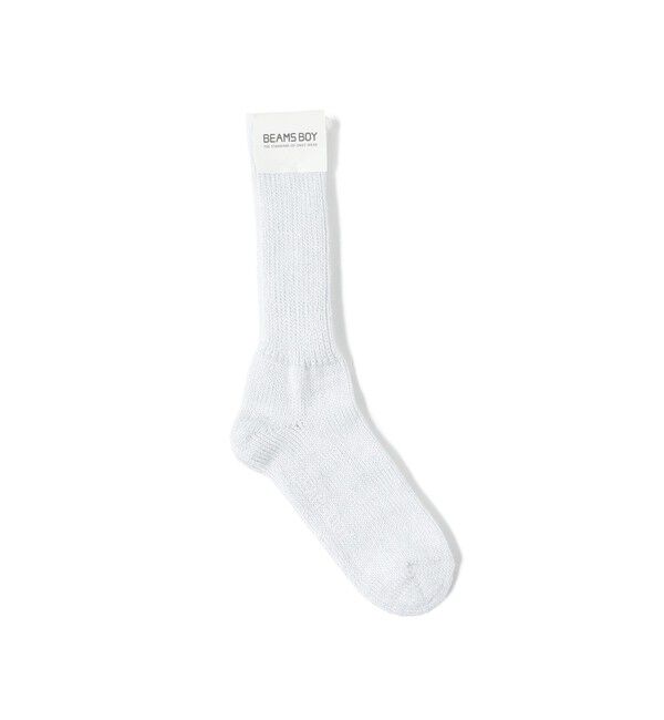 BEAMSBOY「BEAMS BOY / ラメ リブ クルー ソックス NEW」|ソックス|WHT&times;SIL