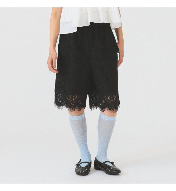 Ray BEAMS 「レース スカラヘム ハーフ パンツ」|その他|BLACK