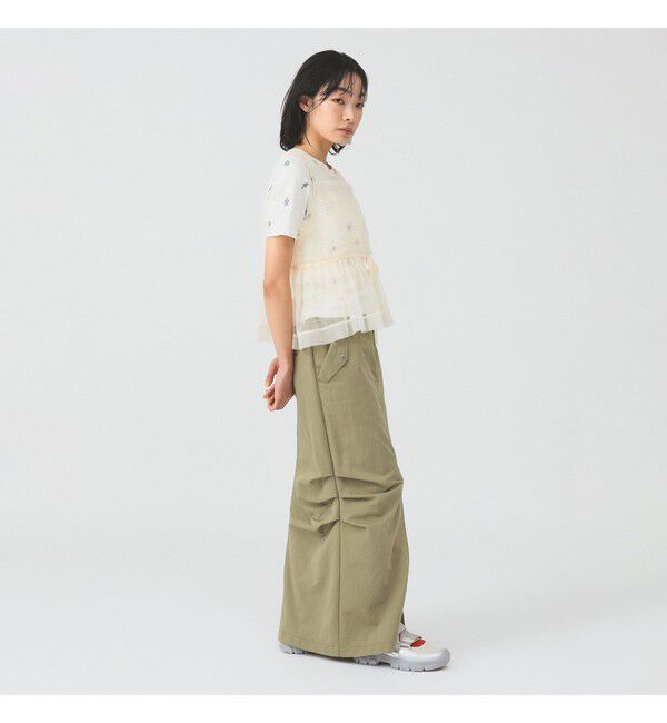 Ray BEAMS 「チュール シャーリング ノースリーブ」|Tシャツ・カットソー|