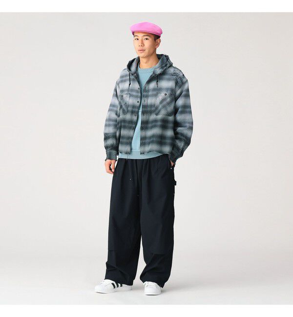 BEAMS「ダメージ フード チェック シャツ【ワイドショートフィット】」|シャツ・ブラウス|