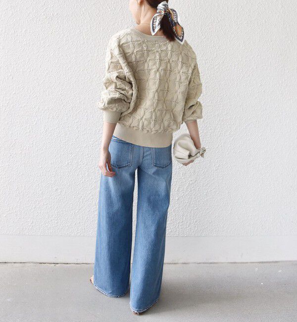 SHIPS for women「《追加予約》【WEB限定】〈洗濯機可能〉2WAY フラワー ジャカード ハーフ ジップ プルオーバー」|ニット・セーター|