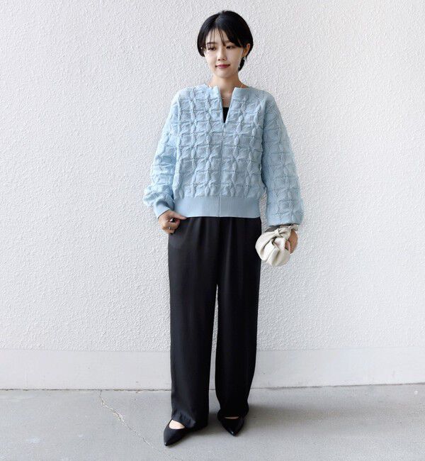 SHIPS for women「《追加予約》【WEB限定】〈洗濯機可能〉2WAY フラワー ジャカード ハーフ ジップ プルオーバー」|ニット・セーター|