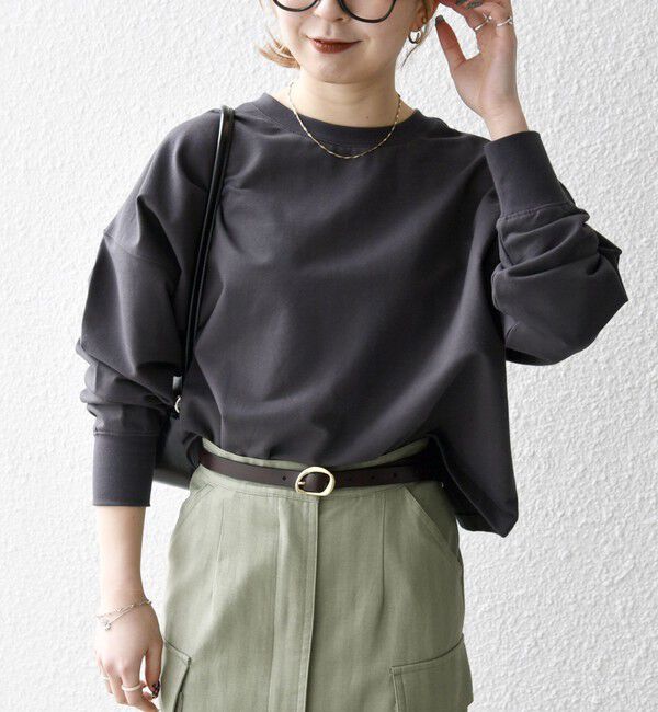 SHIPS any「《一部追加予約》SHIPS any:〈洗濯機可能〉インレイ ロングスリーブ コンパクト プルオーバー」|Tシャツ・カットソー|チャコールグレー