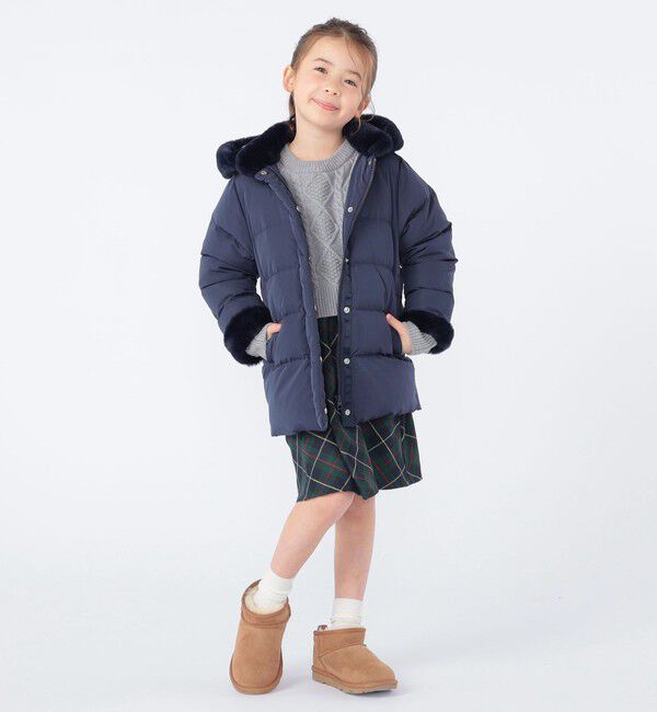 SHIPS KIDS「SHIPS KIDS:100～130cm /〈撥水/手洗い可能〉ミディアム丈 リサイクル ダウン フーディー」|ダウン|