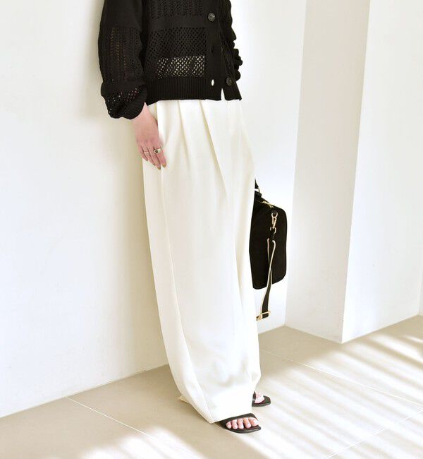 quaranciel「quaranciel:〈手洗い可能〉サテン ワイド ストレート スラックス」|その他|
