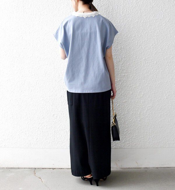 SHIPS any「《一部追加予約》SHIPS any:〈洗濯機可能〉レース カラー フレンチスリーブ ポロ プルオーバー」|Tシャツ・カットソー|