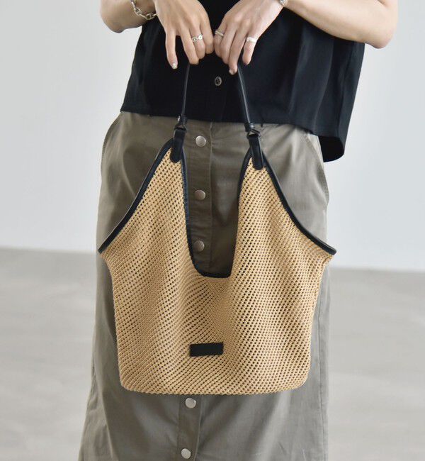 quaranciel「quaranciel: ワンハンドル パイピング メッシュ トートバッグ」|トートバッグ|