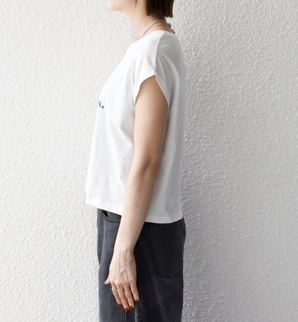 SHIPS any「《予約》SHIPS any:〈手洗い可能〉シアー ワイド トップス  &times; フレンチ ロゴ TEE」|シャツ・ブラウス|