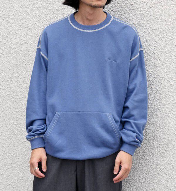 SHIPS any「【SHIPS any別注】Champion: ワンポイント ロゴ 刺繍 ステッチ リラックス スウェット◆」|スウェット・ジャージ|ブルー
