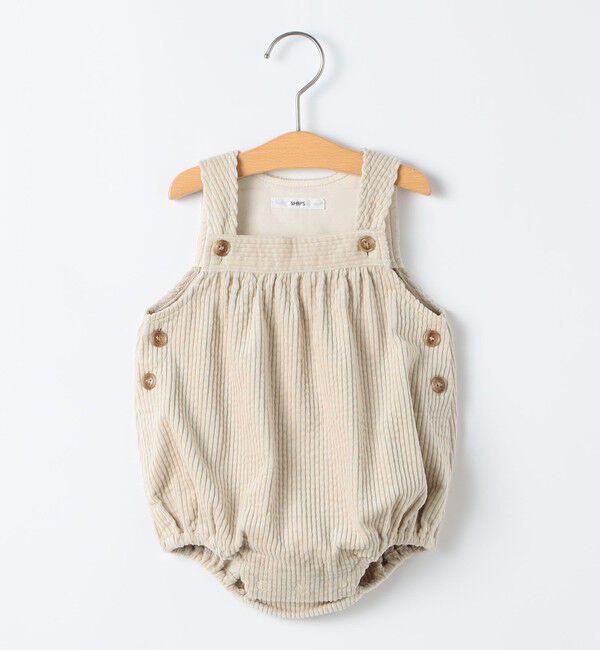 SHIPS KIDS「SHIPS KIDS:80cm /コーデュロイ オーバーオール ロンパース」|ロンパース|アイボリー