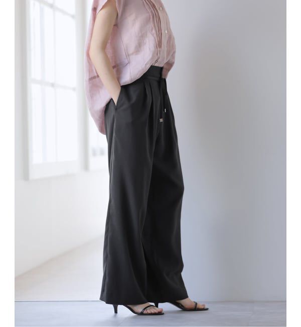  「【洗える】リボンワイドパンツ」|スラックス|