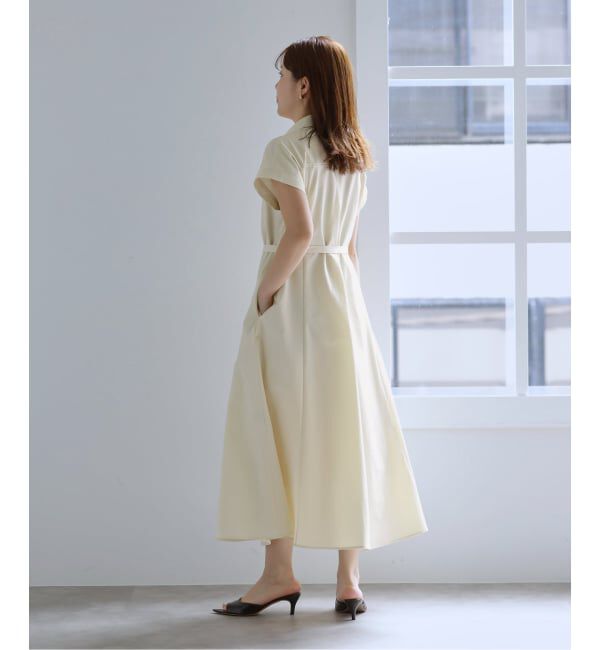  「【洗える】リベットシャツフレンチスリーブワンピース」|ワンピース|