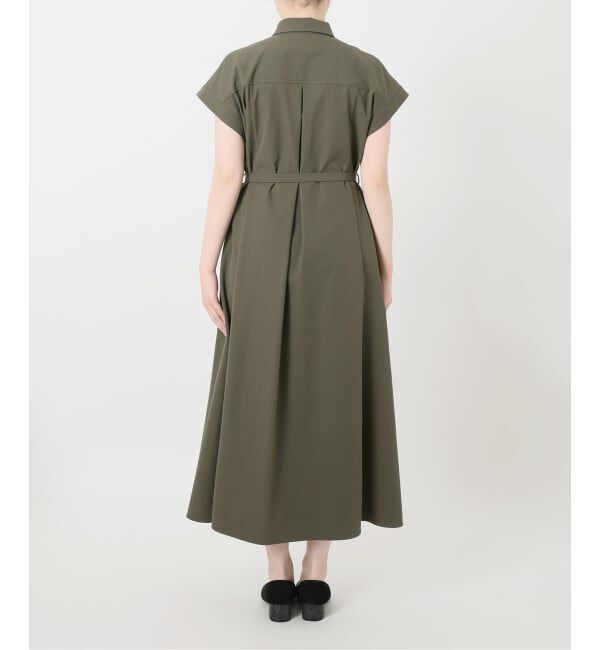  「【洗える】リベットシャツフレンチスリーブワンピース」|ワンピース|