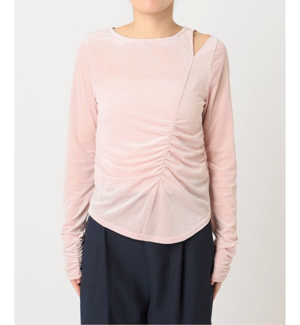 「《予約》【洗える】カットアウトベロアトップス」|Tシャツ・カットソー|