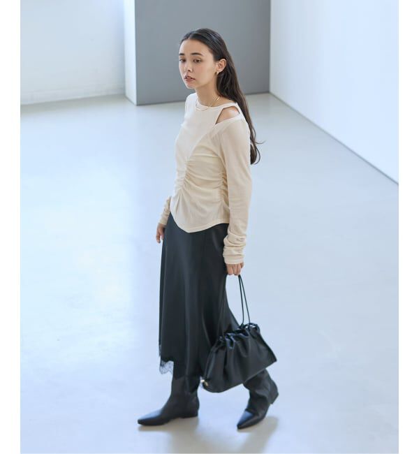  「《予約》【洗える】カットアウトベロアトップス」|Tシャツ・カットソー|