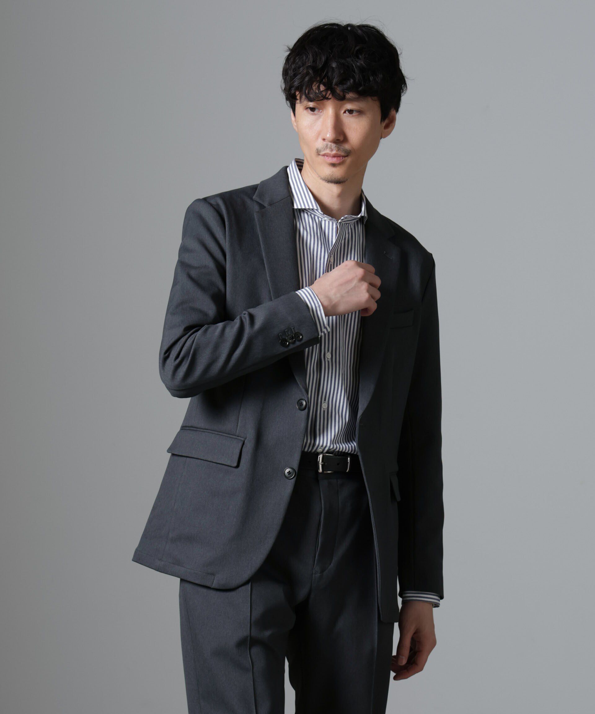 NANO universe「｢N JACKET BASIC｣CATINA(R)ﾒﾗﾝｼﾞ二重織ﾂｲﾙｽﾄﾚｯﾁｼﾞｬｹｯﾄ(ｾ 」|スーツ|