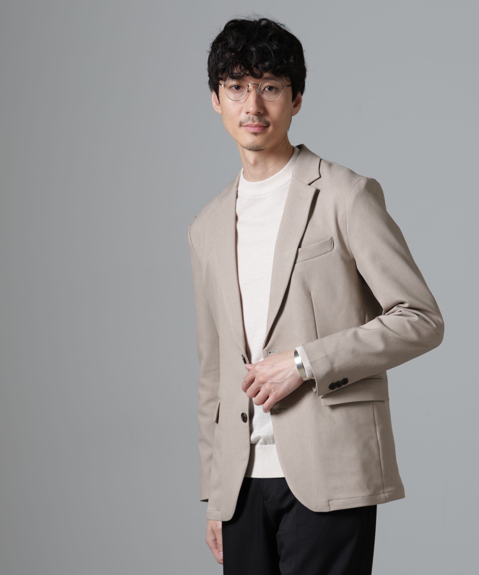 NANO universe「｢N JACKET BASIC｣CATINA(R)ﾒﾗﾝｼﾞ二重織ﾂｲﾙｽﾄﾚｯﾁｼﾞｬｹｯﾄ(ｾ 」|スーツ|