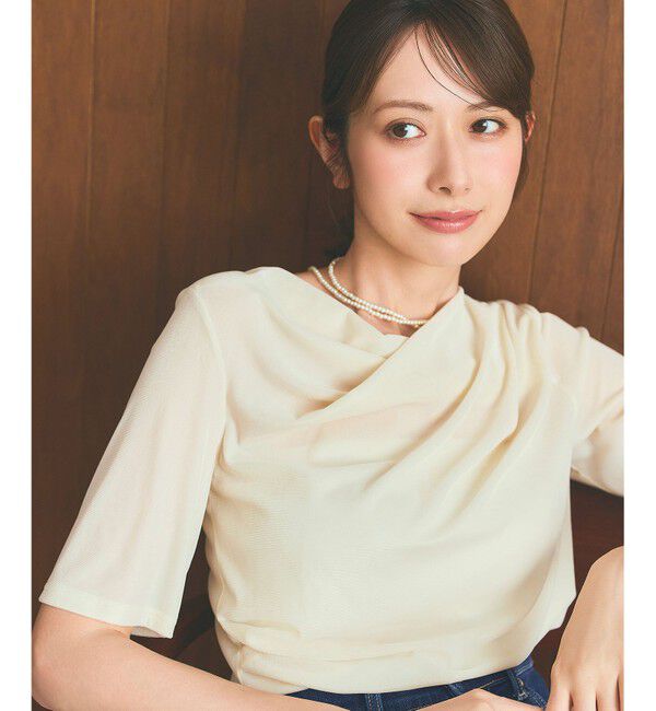 any SiS「【洗える】シアーベロアドレープ Tシャツ」|Tシャツ・カットソー|