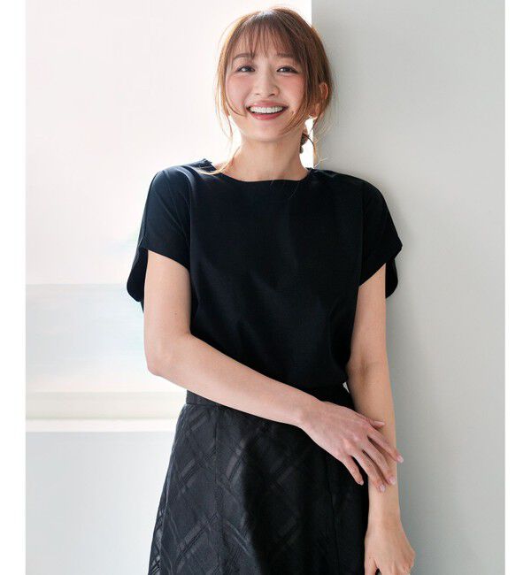 ANY SIS「【シルクタッチさら魅せTシャツ】後ろコクーン プルオーバー」|Tシャツ・カットソー|ブラック