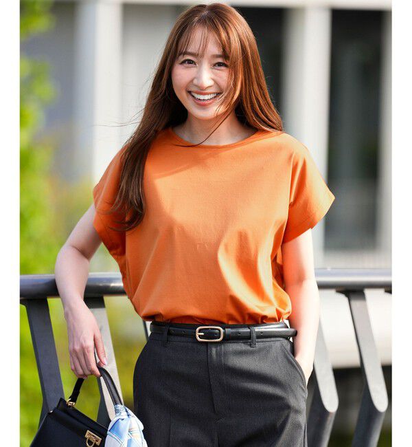ANY SIS「【シルクタッチさら魅せTシャツ】後ろコクーン プルオーバー」|Tシャツ・カットソー|オレンジ