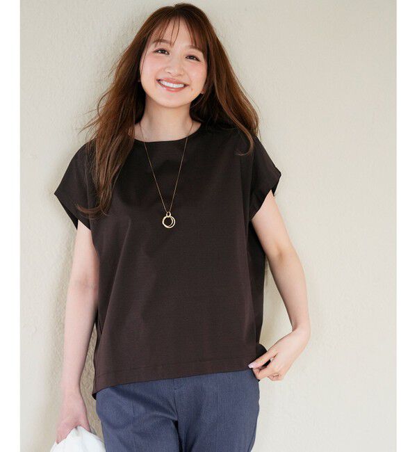 ANY SIS「【シルクタッチさら魅せTシャツ】後ろコクーン プルオーバー」|Tシャツ・カットソー|ブラウン
