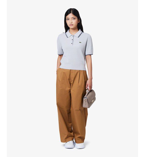 LACOSTE「配色ライン コンパクトニットポロシャツ」|ポロシャツ|