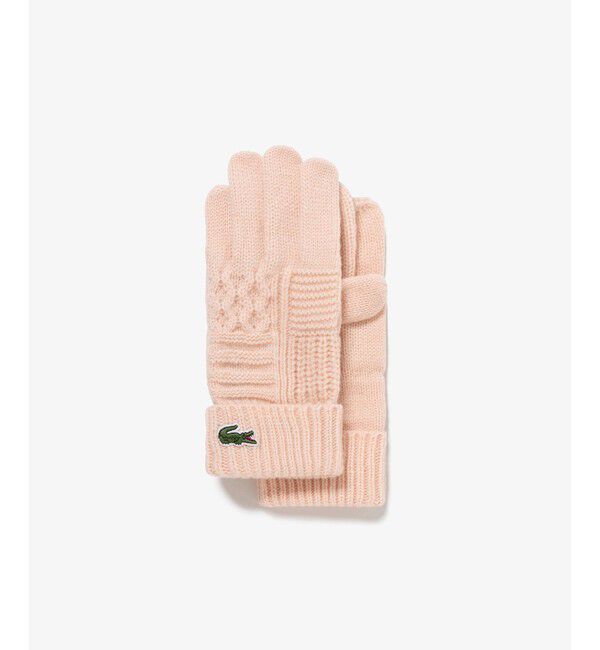 LACOSTE「アラン柄ブレンドウールニットグローブ」|手袋|