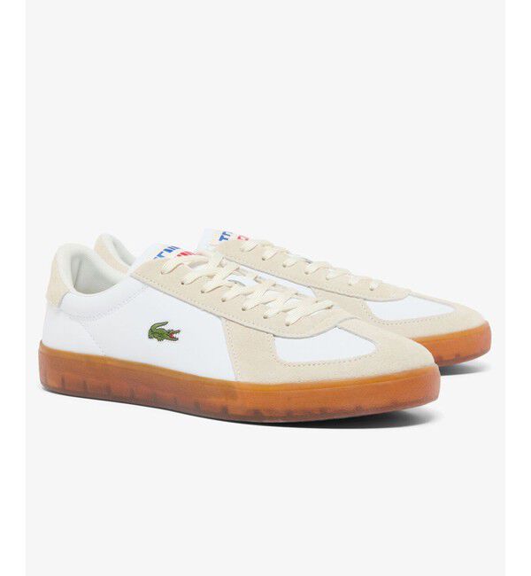 LACOSTE「メンズ BASESHOT PRO 126 1 SMA レザー スエード切り替え ローカットスニーカー」|スニーカー|ホワイト
