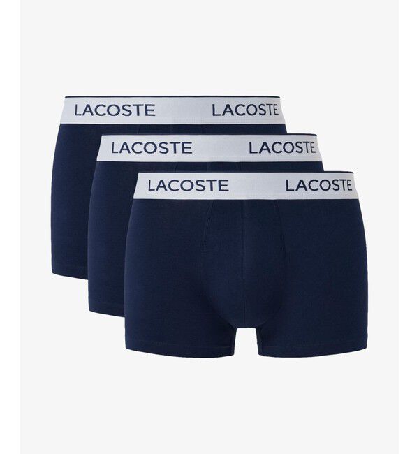 LACOSTE「配色ロゴウエストバンドトランクショーツ3枚セット」|インナー|ネイビー