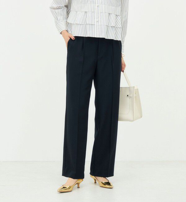 NOLLEY'S「《セットアップ対応》ウォッシャブルシャーク愛されセミワイドパンツ」|その他|ネイビー