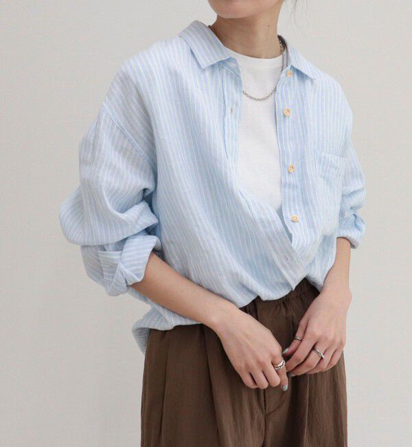 fredy emue「LINEN100 2WAYカシュクールシャツ」|シャツ・ブラウス|ブルー系その他