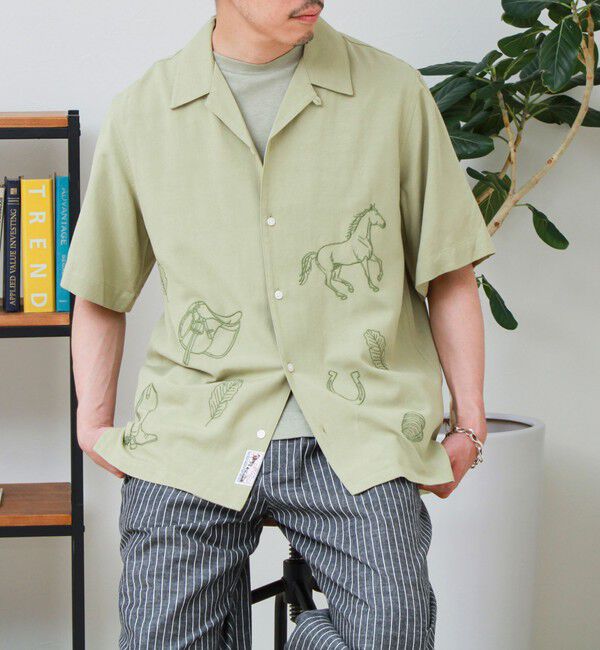 GLOSTER「【GEVACO/ゲバコ】刺繍オープンカラーシャツ」|シャツ・ブラウス|