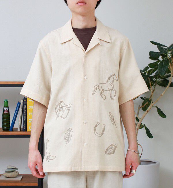 GLOSTER「【GEVACO/ゲバコ】刺繍オープンカラーシャツ」|シャツ・ブラウス|
