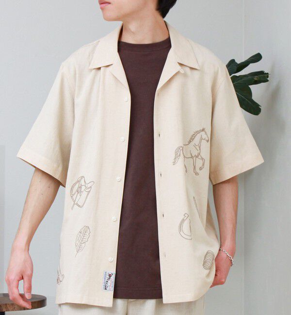 GLOSTER「【GEVACO/ゲバコ】刺繍オープンカラーシャツ」|シャツ・ブラウス|