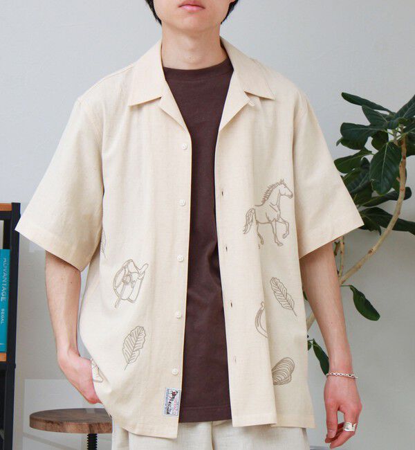 GLOSTER「【GEVACO/ゲバコ】刺繍オープンカラーシャツ」|シャツ・ブラウス|