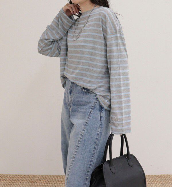 fredy emue「ハートステッチシアーボーダーロンTシャツ」|Tシャツ・カットソー|