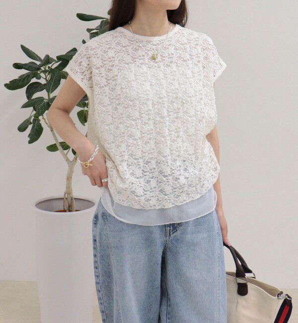 fredy emue「レースレイヤードフレンチプルオーバー」|Tシャツ・カットソー|