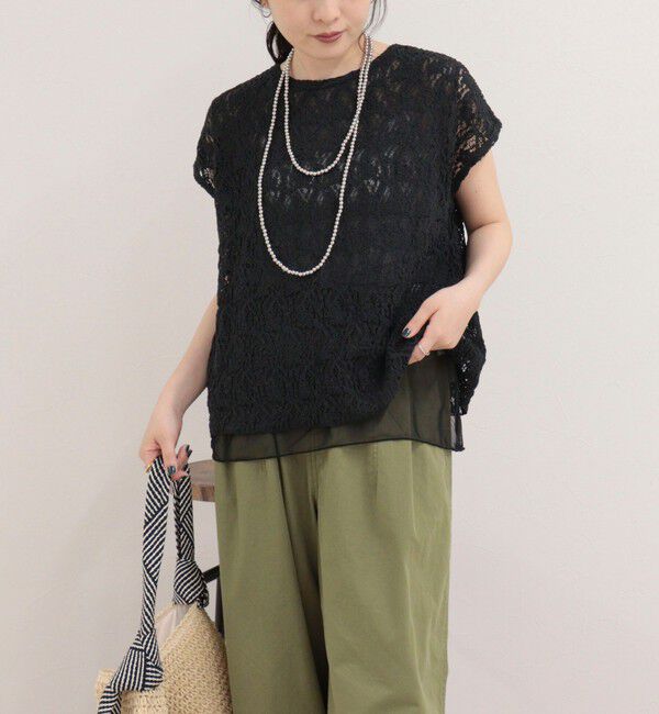 fredy emue「レースレイヤードフレンチプルオーバー」|Tシャツ・カットソー|