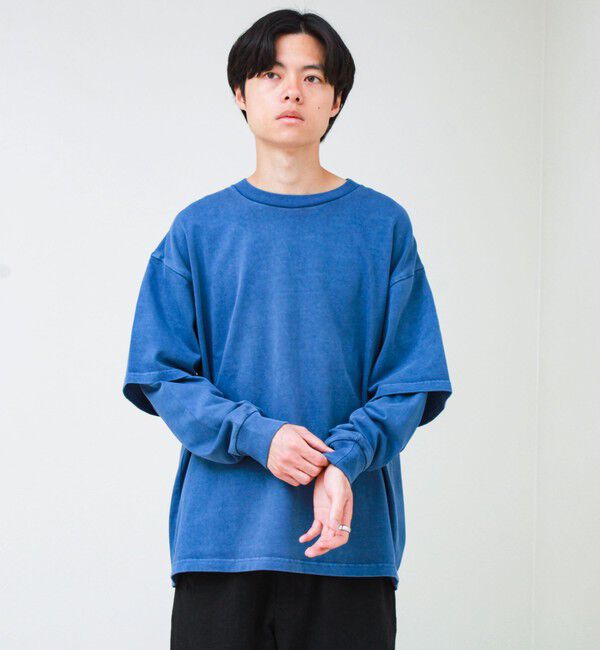 GLOSTER「【1枚でレイヤード完成】ピグメント加工 フェイクレイヤードロンT」|Tシャツ・カットソー|